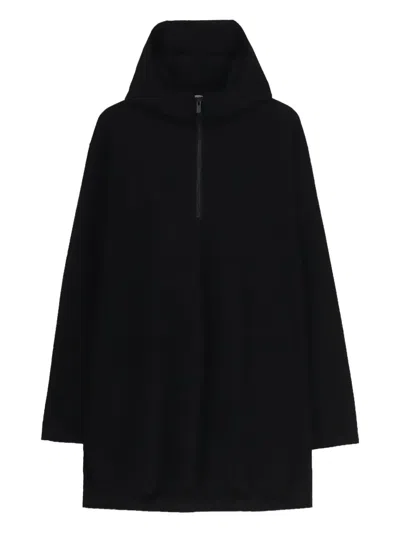 Yohji Yamamoto Padded Half-zip Hoodie In Black