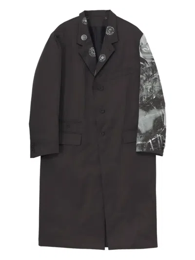 Yohji Yamamoto Padded Pinstripe Jacket In Black