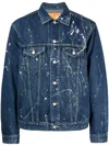 Yohji Yamamoto Stain Splatter Buttoned Jacket In Blue