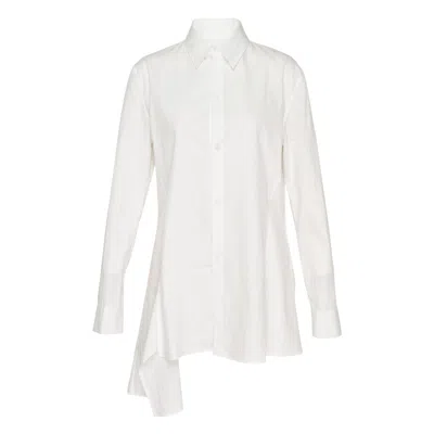 Yohji Yamamoto Paneled Asymmetric Long Shirt In White
