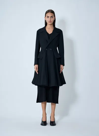 Yohji Yamamoto Paneled Flare Coat In Black