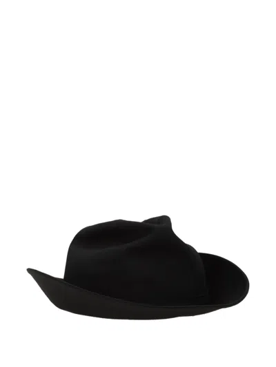 Yohji Yamamoto Panelled Fedora Hat In Black