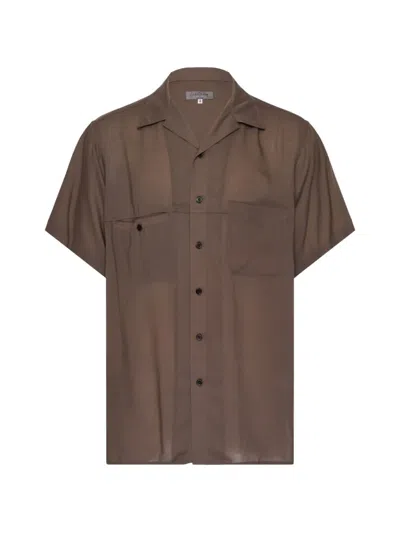 Yohji Yamamoto Panel Hawaiian Shirt In Brown