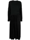 Yohji Yamamoto Panelled Tiered Maxi Dress In Black
