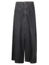 Yohji Yamamoto Black Backside Flared Wide Jeans In Black
