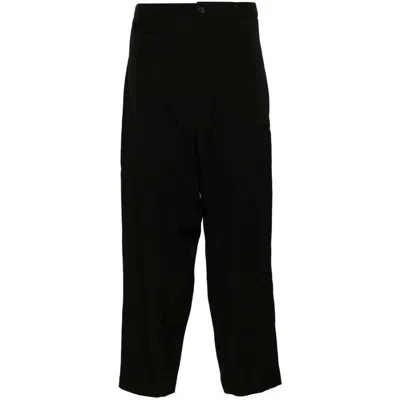Yohji Yamamoto Straight-leg Cotton Trousers In Black