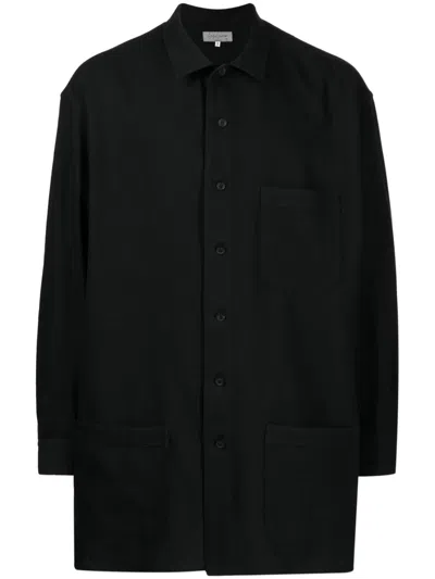 Yohji Yamamoto Patch-pocket Button-down Shirt In Black