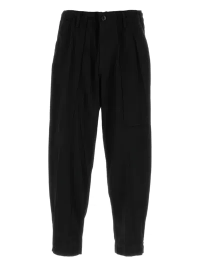 Yohji Yamamoto Straight Leg Denim Trousers With Pockets And Loops In Blue