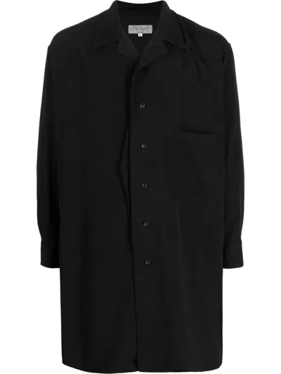 Yohji Yamamoto Patch-pocket Long-sleeve Shirt In Black
