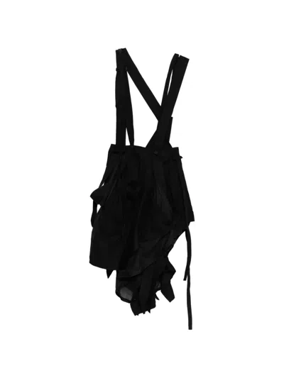 Yohji Yamamoto Patchwork-design Suspender Skirt In Black
