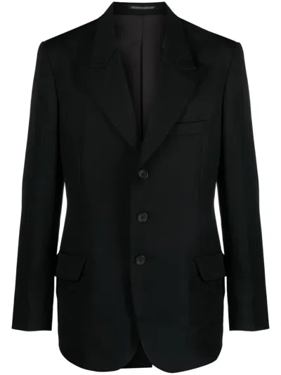 Yohji Yamamoto Peak-lapels Wool Blazer In Black