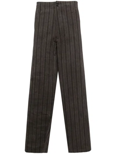 Yohji Yamamoto Pigment-dyed Trousers In Brown