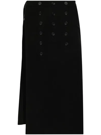 Yohji Yamamoto Pin-appliqué Wrap Skirt In Black