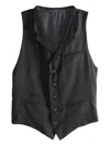 Yohji Yamamoto Pinstripe Button-up Vest In Black