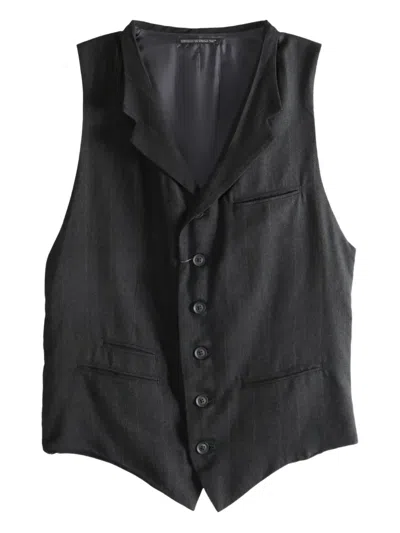 Yohji Yamamoto Pinstripe Button-up Vest In Black