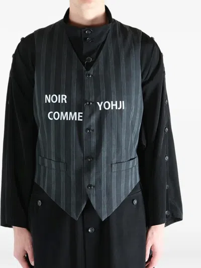 Yohji Yamamoto Pinstripe Cotton Waistcoat In Black