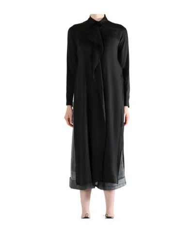 Yohji Yamamoto Pintuck Shirt Dress In Black