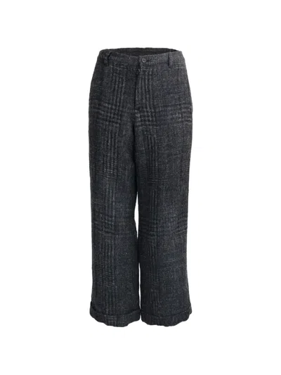 Pre-owned Yohji Yamamoto Plaid Loose-fit Trousers In Grey