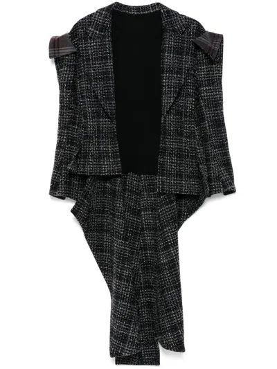Yohji Yamamoto Plain Weave Draped Cardigan In Black
