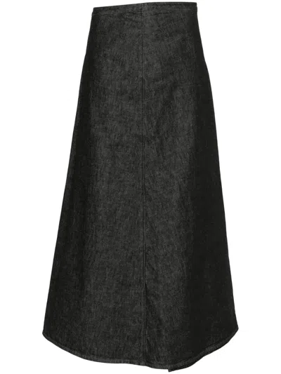 Yohji Yamamoto Pleat-detail A-line Skirt In Black