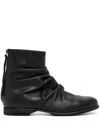 Yohji Yamamoto Pleat-detail Leather Boots In Black