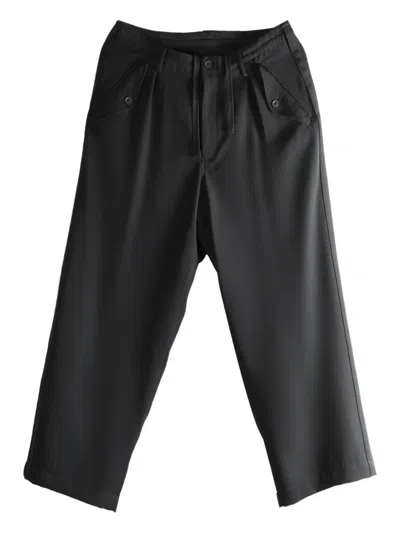 Yohji Yamamoto Pleat-detail Wool Trousers In Black