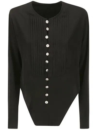 Yohji Yamamoto Pleated Asymmetric-hem Blouse In Black