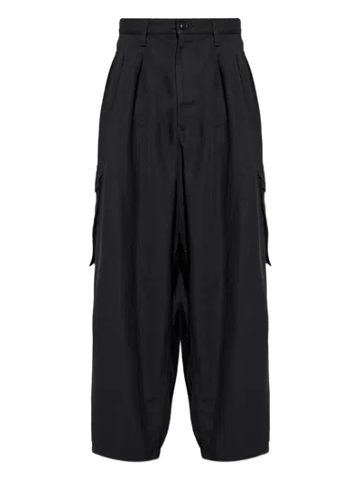 Yohji Yamamoto Pleated Cargo Trousers In Black