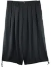 Yohji Yamamoto Pleated Drop-crotch Shorts In Black