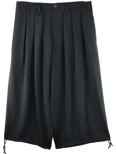 Yohji Yamamoto Pleated Drop-crotch Shorts In Black