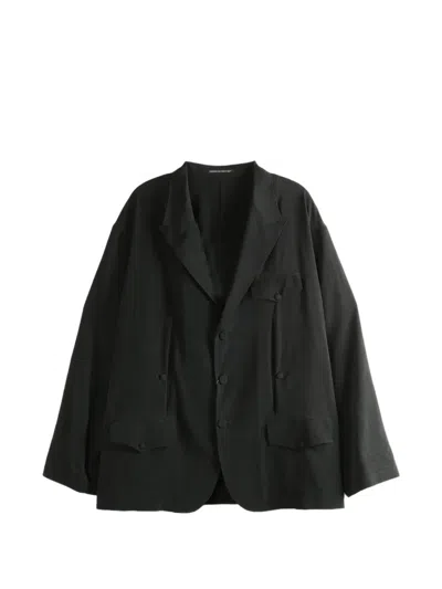 Yohji Yamamoto Pleated Flap-pocket Coat In Black