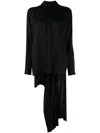 Yohji Yamamoto Pleated High-low Hem Shirt In Black
