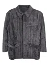 Yohji Yamamoto Pleated Linen Jacket In Gray