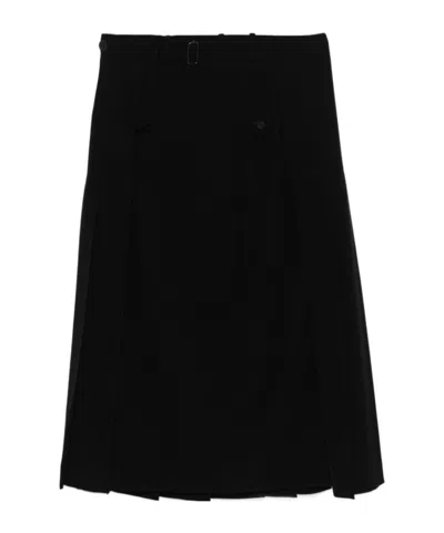 Yohji Yamamoto Pleated Mid-length Skirt In Black