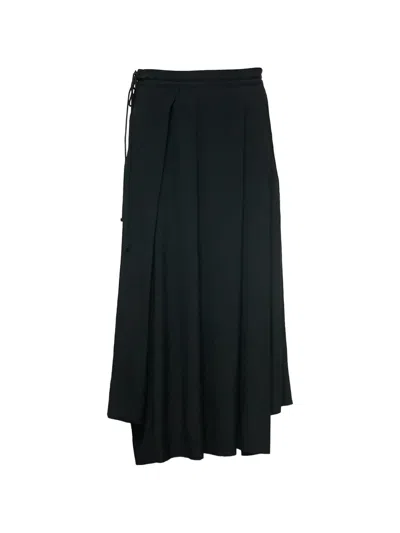 Yohji Yamamoto Pleated Midi Skirt In Blue