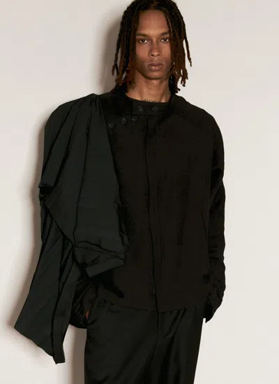 Yohji Yamamoto Pleated Overlay Jacket In Black
