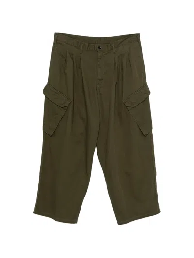 Yohji Yamamoto Pleated Paperbag Cargo Pants In Green