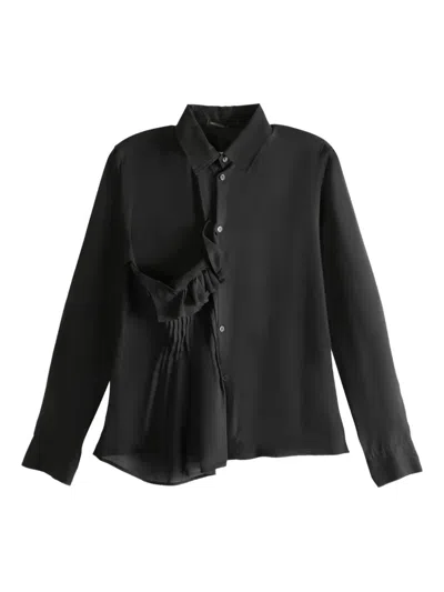 Yohji Yamamoto Pleated Ruffle Shirt In Black
