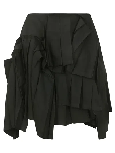 Yohji Yamamoto Pleated Short Skirt In Black