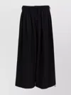 Yohji Yamamoto Tailored Cropped Trousers Elastic Waistband In Black