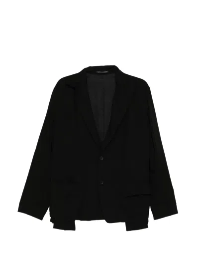 Yohji Yamamoto Pleated Wrinkled Blazer In Black