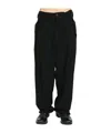 Yohji Yamamoto Black Wool Gabardine Side Tuck Trousers In Black