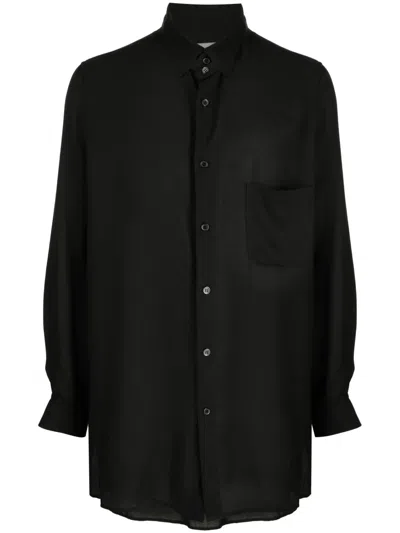 Yohji Yamamoto Lawn Zip Button Blouse Shirt In Black