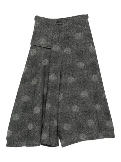 Yohji Yamamoto Polka-dot Skirt In Gray