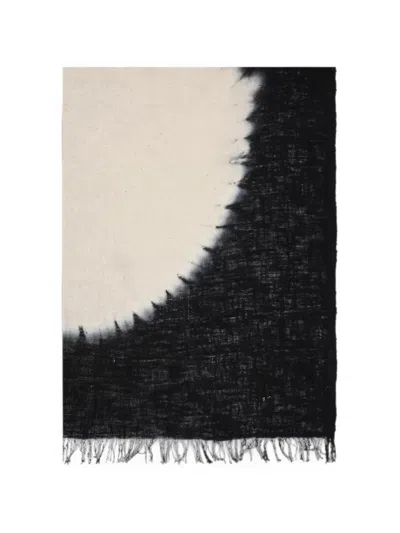 Yohji Yamamoto Polka-dot Frayed Scarf In Black