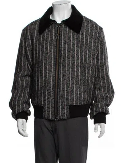 Pre-owned Yohji Yamamoto Pour Homme 2024 Striped Bomber Jacket W/ Tags In Black