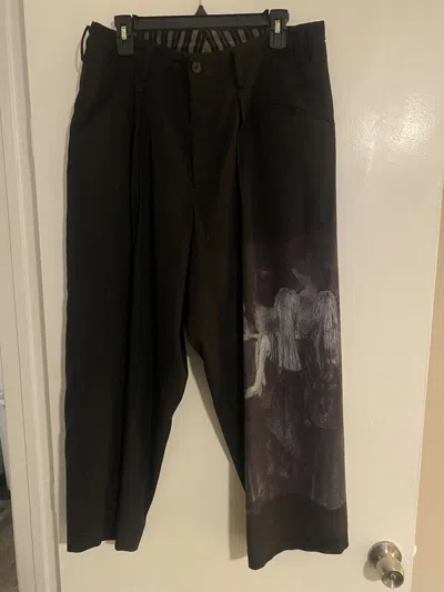 Pre-owned Yohji Yamamoto Pour Homme 22aw Dress Print Pants In Black