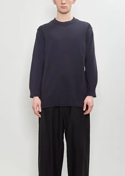 Yohji Yamamoto Pour Homme Back Panel Ls Sweater In Navy