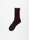 Yohji Yamamoto Pour Homme Bi Color Socks In Bordeaux