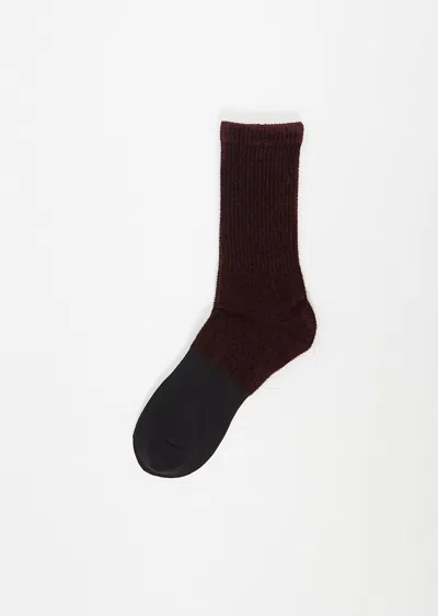 Yohji Yamamoto Pour Homme Bi Color Socks In Bordeaux